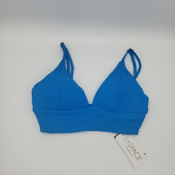 L*Space LSPACE Pointelle Rib Winnie Bikini Top Women Sz Small Electric Blue NWT - Picture 5 of 12
